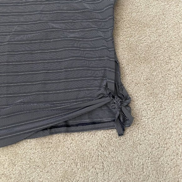 Athleta Tank Top Womens Small Blue White Side Tie Low Back Loose Fit Stripes Dot - Picture 5 of 11
